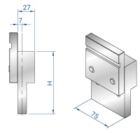 Адаптер крепления пуансона EUROSTAMP 4227/75 (H=150, толщина = 27, ось = 7, без клина)