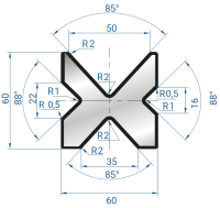 Матрица EUROSTAMP 2030/835 (α=88 v=16/22, α=85 v=35/50, H=60)