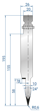 Пуансон EUROSTAMP 1250/550 Секц. (α=24, R=0,6, H=195)