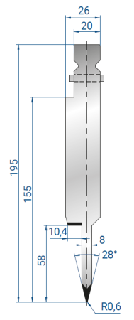 Пуансон EUROSTAMP 1249/550 Секц. (α=28, R=0,6, H=195)