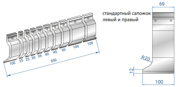Пуансон EUROSTAMP 1302/550 Секц. (α=28, R=1, H=220)