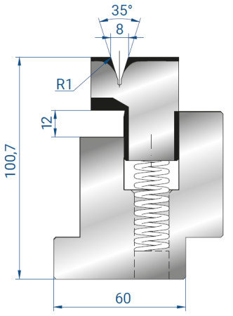 Матрица EUROSTAMP 3037/8/415 (для плющения, α=35, V=8, H=100,7)